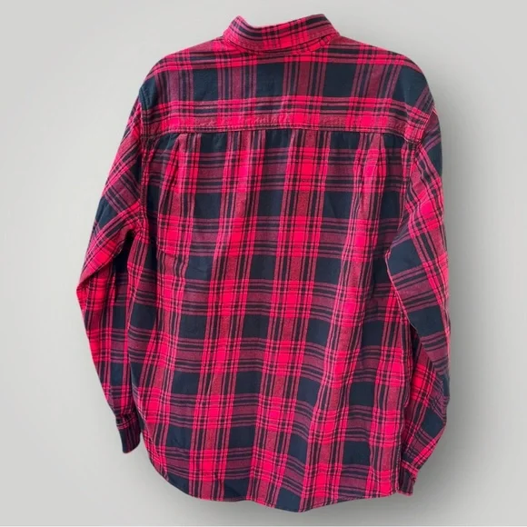Faded Glory Flannel Red/Black Plaid Button Down Shirt - Picture 10 of 11